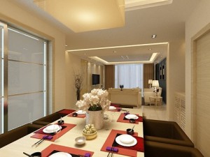 photorealistic living  dining room 070 Modello 3D