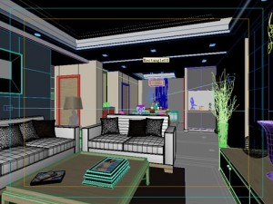 photorealistic living  dining room 070 Modello 3D