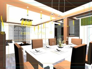 photorealistic living  dining room 071 3D मॉडल