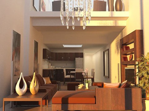 bedroom living dining room 072 3D Model .c4d .max .obj .3ds .fbx .stl .blend