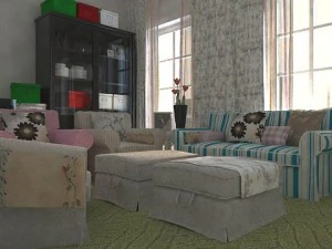 photorealistic living  dining room 073 3D Model