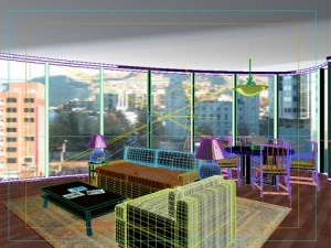 photorealistic living  dining room 075 3D Model