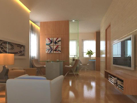 photorealistic living  dining room 077 3D Model .c4d .max .obj .3ds .fbx .stl .blend 