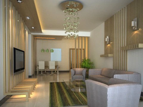 photorealistic living  dining room 078 3D Model .c4d .max .obj .3ds .fbx .stl .blend 