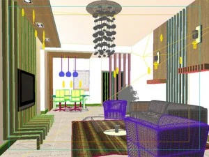 photorealistic living  dining room 078 3D Model