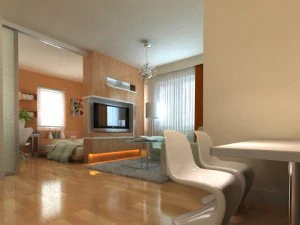 sypialnia salon jadalnia 079 Model 3D