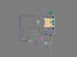 hotel room or bedroom 007 3D Model