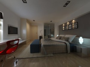 hotel room or bedroom 008 3D-Modell