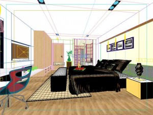 hotel room or bedroom 008 Modello 3D