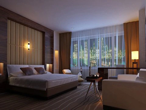 hotel room or bedroom 009 3D Model .c4d .max .obj .3ds .fbx .stl .blend 