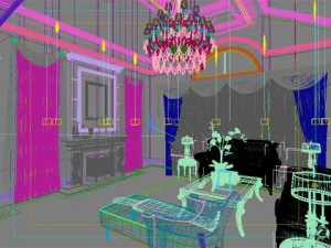 photorealistic living room 086 3D Model