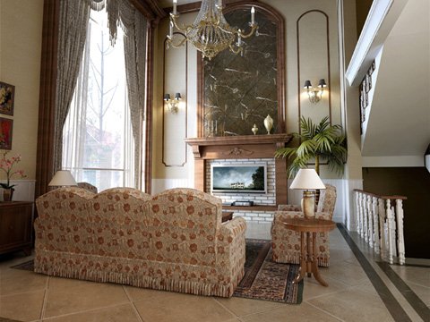 photorealistic living room 093 3D Model .c4d .max .obj .3ds .fbx .stl .blend 