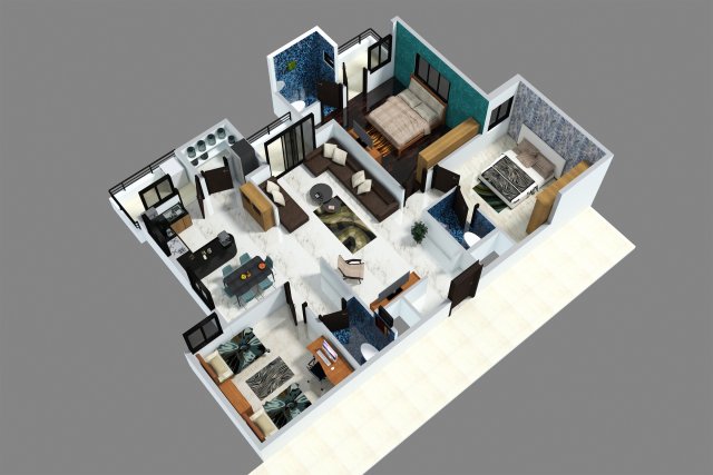 3d floor plan 3D मॉडल .c4d .max .obj .3ds .fbx .stl .blend 