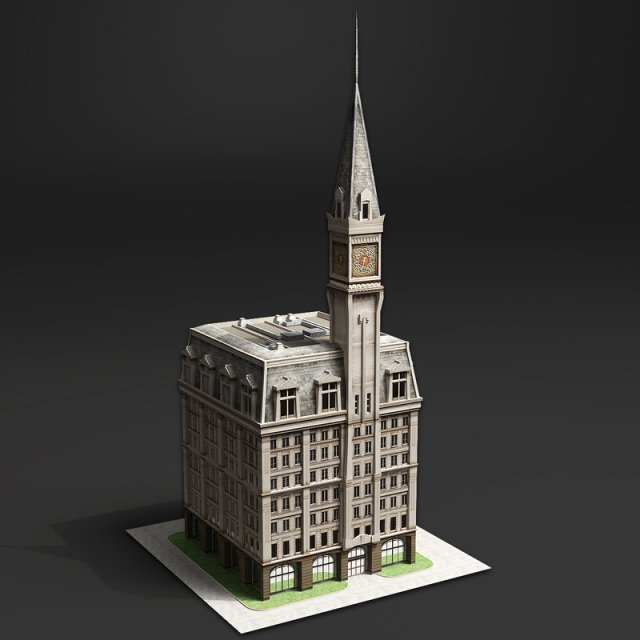 19th century american building 3D Model .c4d .max .obj .3ds .fbx .stl .blend 