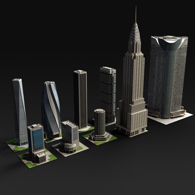 skyscrapers collection 3D Model .c4d .max .obj .3ds .fbx .stl .blend 