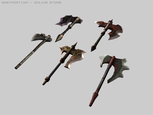 fantasy axe packs 3D Model .c4d .max .obj .3ds .fbx .stl .blend