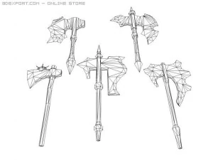 fantasy axe packs 3D Model