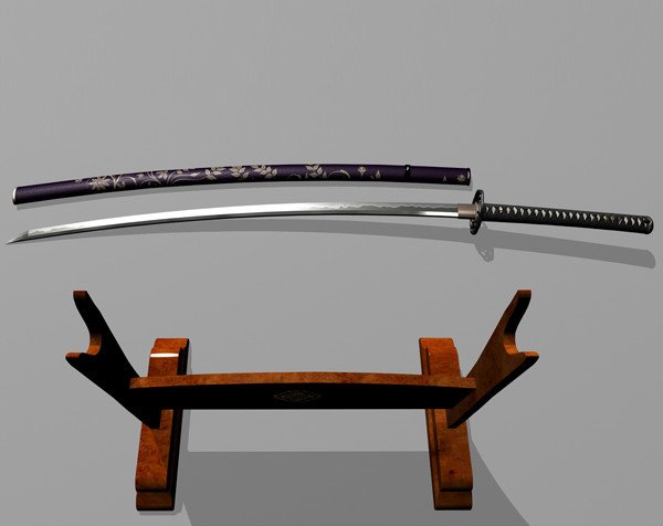 historically accurate samurai sword katana 3D Model .c4d .max .obj .3ds .fbx .stl .blend 