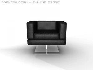 poltrona pelle nera Modello 3D