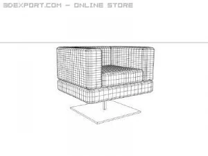 armchair black skin 3D Model