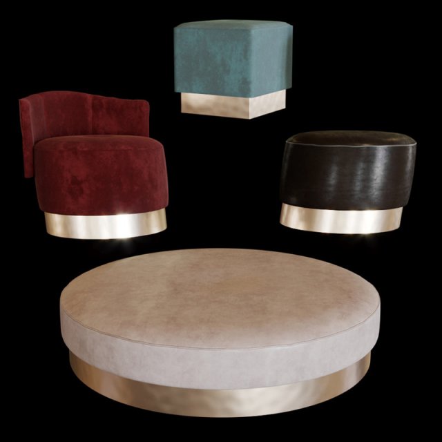 baxter pouf set Model 3D .c4d .max .obj .3ds .fbx .stl .blend 