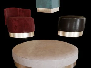 ensemble de poufs Baxter Modèle 3D