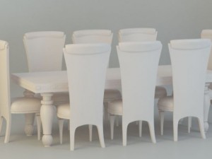 chair and table for 4 people Modèle 3D