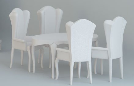 chair and table for 4 people 3D Model .c4d .max .obj .3ds .fbx .stl .blend 