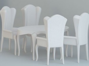 chair and table for 4 people Modèle 3D