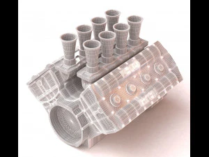 cosworth v8 engine 2 lables printable 3D Print Model