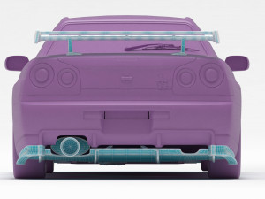 Skyline R34 S-Tune bodykit and custom addons 3Dプリントモデル