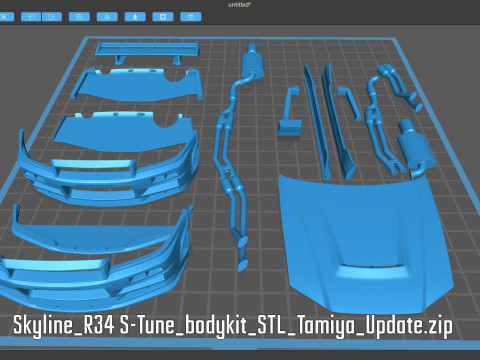 Skyline R34 S-Tune bodykit and custom addons 3Dプリントモデル
