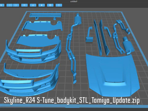 Skyline R34 S-Tune bodykit and custom addons 3D Print Model