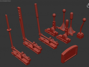 Drift Car Interior kit 01 hand brakes and gear knobs 3D print model 3D-printmodel