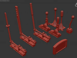 Drift Car Interior kit 01 hand brakes and gear knobs 3D print model 3D Print Model