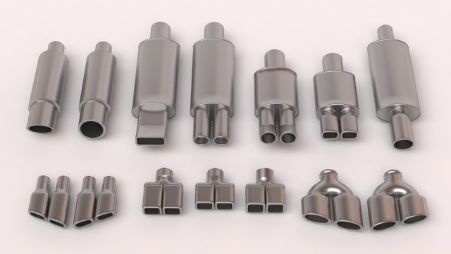 Muffler Pack 01 printable 3D Baskı Modeli .c4d .max .obj .3ds .fbx .stl .blend 