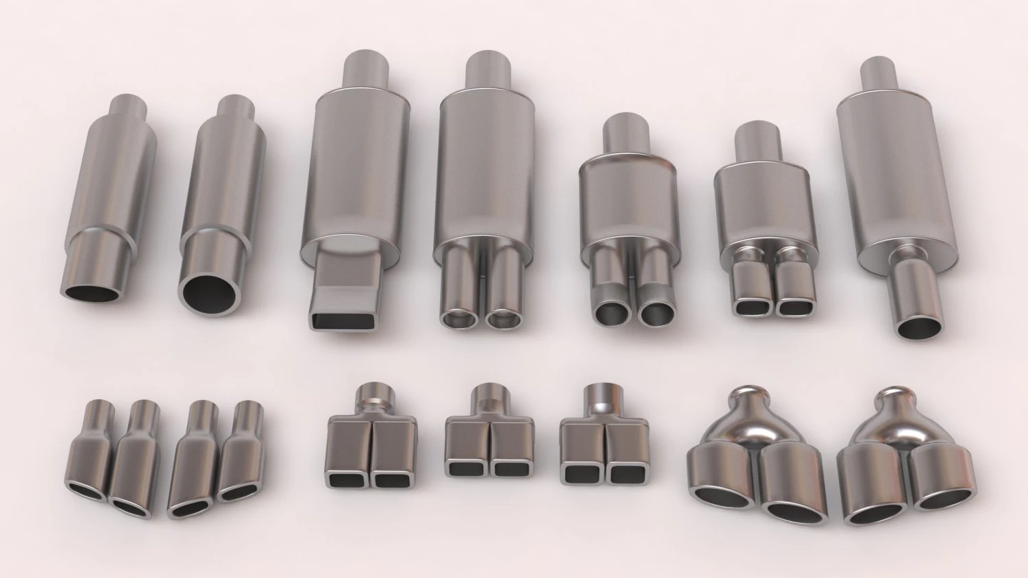 Muffler Pack 01 printable 3D Print Model .c4d .max .obj .3ds .fbx .stl .blend 