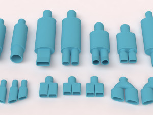Muffler Pack 01 printable 3D Baskı Modeli