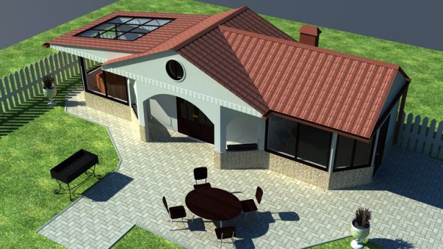 backyard house 2 3D 모델 .c4d .max .obj .3ds .fbx .stl .blend 