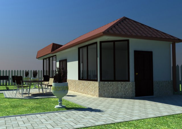 backyard house 3 3D-Modell .c4d .max .obj .3ds .fbx .stl .blend 