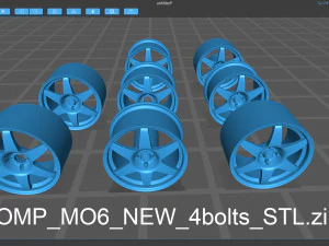 Compomotive MO6 printable rim 3 versions 3D Print Model