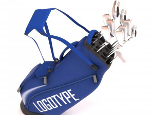 Golf Bag printable plus set of clubs 3D Print Model