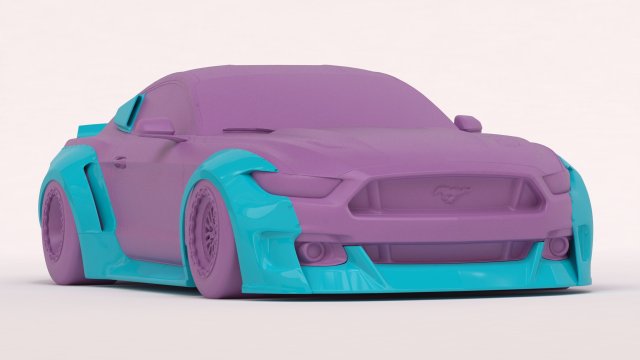 Clinched Flares 2015 Mustang body kit printable 3Dプリントモデル .c4d .max .obj .3ds .fbx .stl .blend 