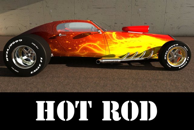 hotrod 3D Model .c4d .max .obj .3ds .fbx .stl .blend 