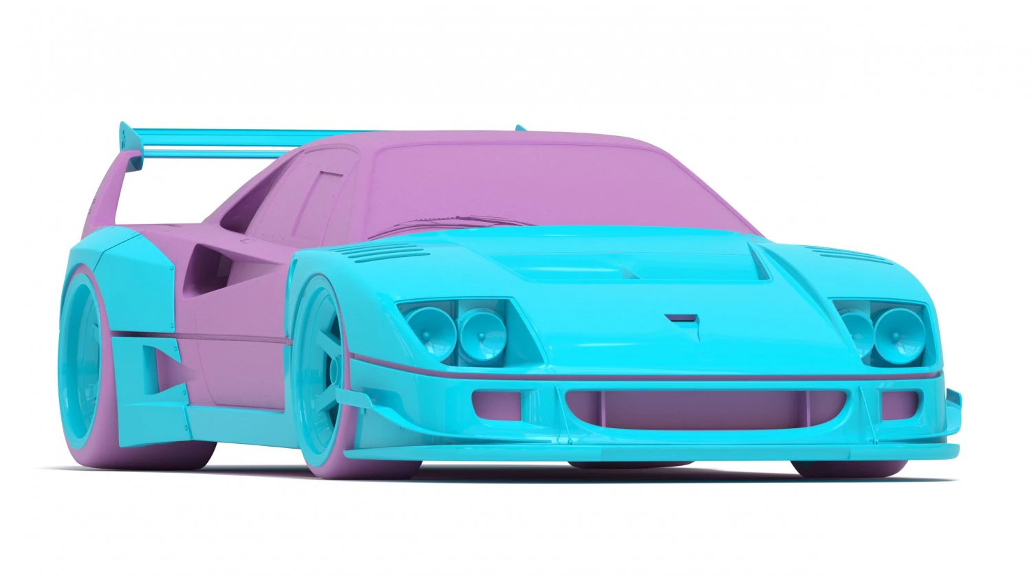 F40 Wide Body Kit 3D Print Model .c4d .max .obj .3ds .fbx .stl .blend 