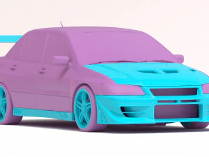 Mitsubishi Lancer VII DAMD Body Kit and Addons 3D Print Model