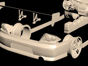 Mitsubishi Lancer VII DAMD Body Kit and Addons 3D Print Model