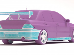Mitsubishi Lancer VII DAMD Body Kit and Addons 3D Print Model