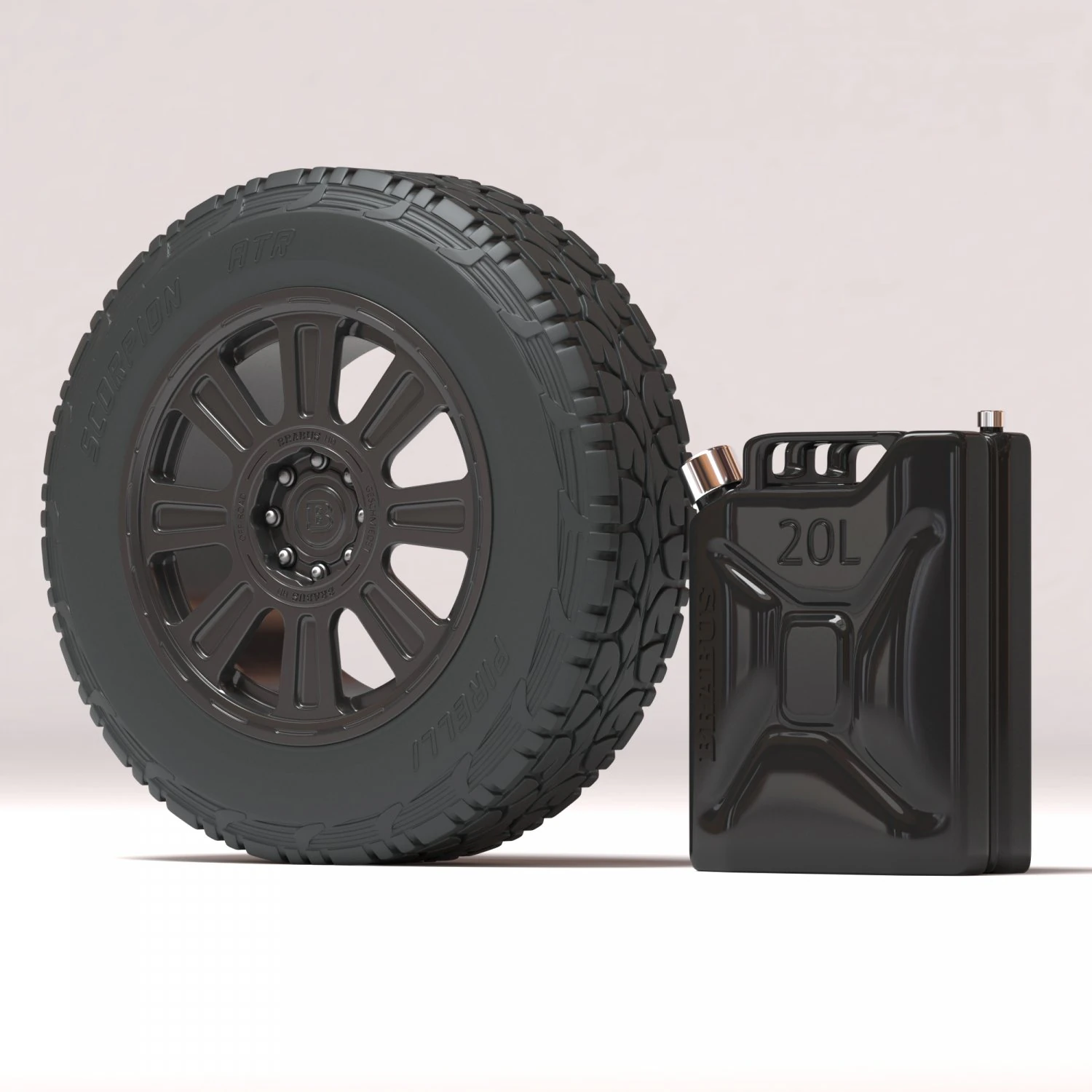 Brabus 800 Adventure XLP Wheel and Canister 3D Print Model .c4d .max .obj .3ds .fbx .stl .blend 