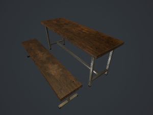 old bench and table pbr 3D Model